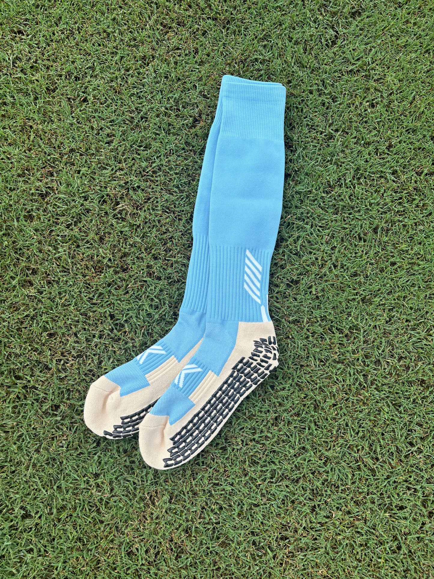 Full-Length Soccer Grip Socks (2x Pairs): Hammerheads Light Blue ONLY