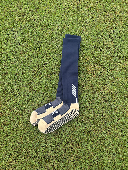 Full-Length Soccer Grip Socks (2x Pairs): Hammerheads Navy Blue ONLY