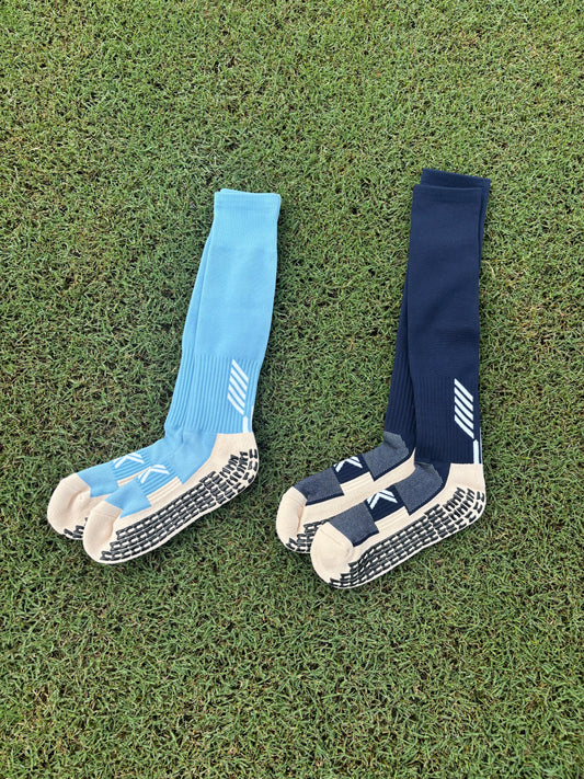 Full-Length Soccer Grip Socks (2x Pairs): Hammerheads Home + Away