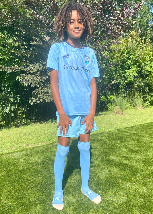 Full-Length Soccer Grip Socks (2x Pairs): Hammerheads Light Blue ONLY